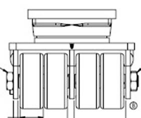 skate featured two quad-wheel 91 series rigid casters